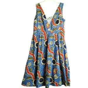 Hearts & Roses Floral A-Line Dress Lace Detail Size 14 Retro Pin up Housewife‎